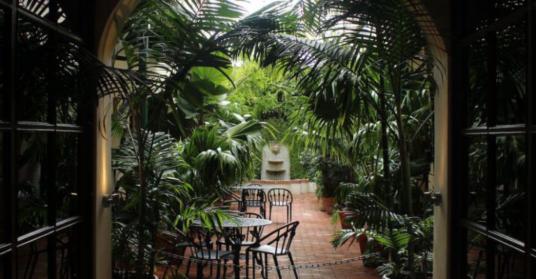 Garden Lighting - Patio Table and Chair Set on a Garden