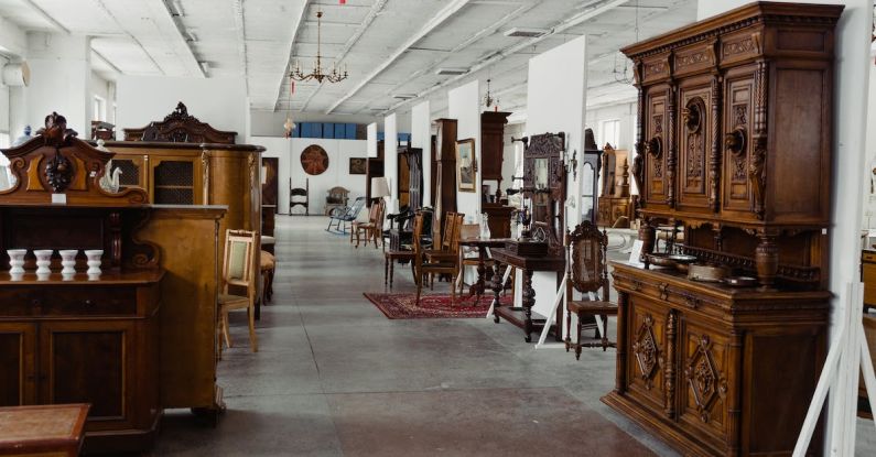 Woodworking Shop - Wood Furniture on Display in an Antique Shop